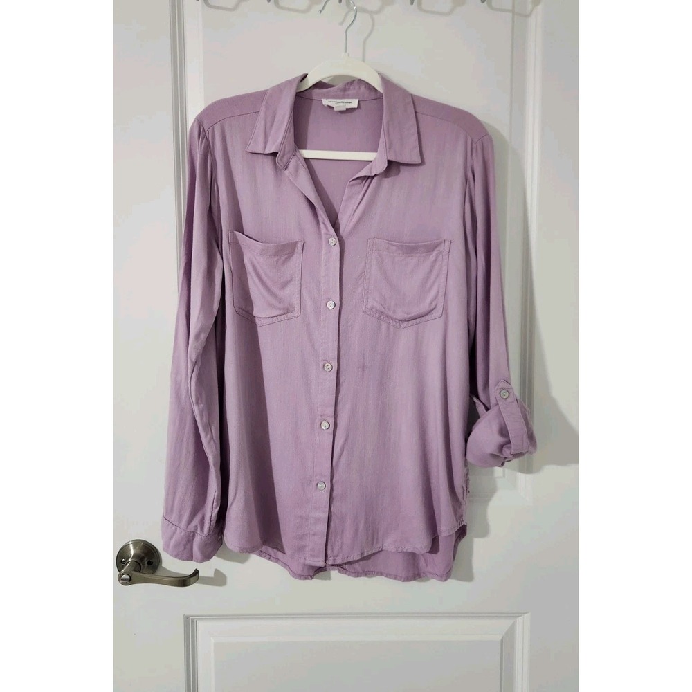beach lunch lounge‎ Women's Button Up Shirt Roll Tab Long Sleeve Blouse Size S